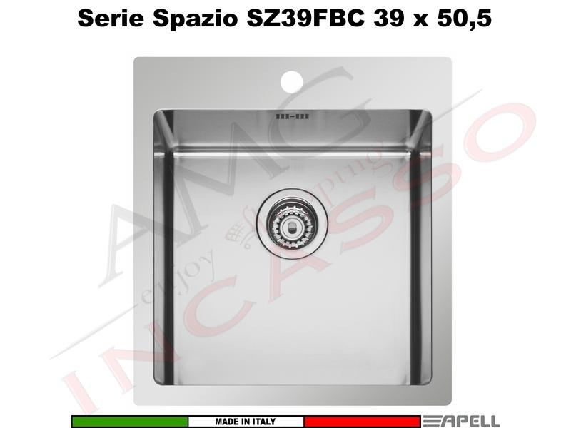 Lavello Apell Spazio R15 C/Banco Rubinetteria Acciaio 39x50,5 Incasso e FIlotop
