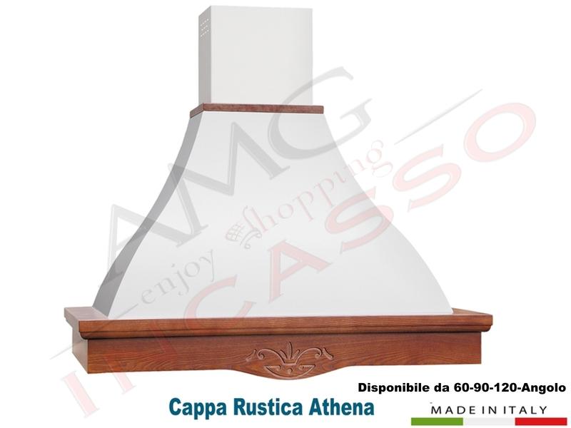 Cappa Parete Rustica 126 Athena 60/90/120/Angolare Trave Scolpita Frassino/Tiglio Verniciata