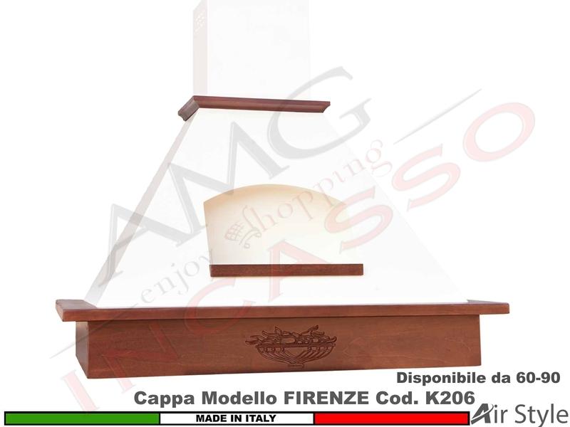 Cappa Parete Rustica Firenze 60/90 Legno Frassino /Tiglio Grezzo + MOTORE 420 m³