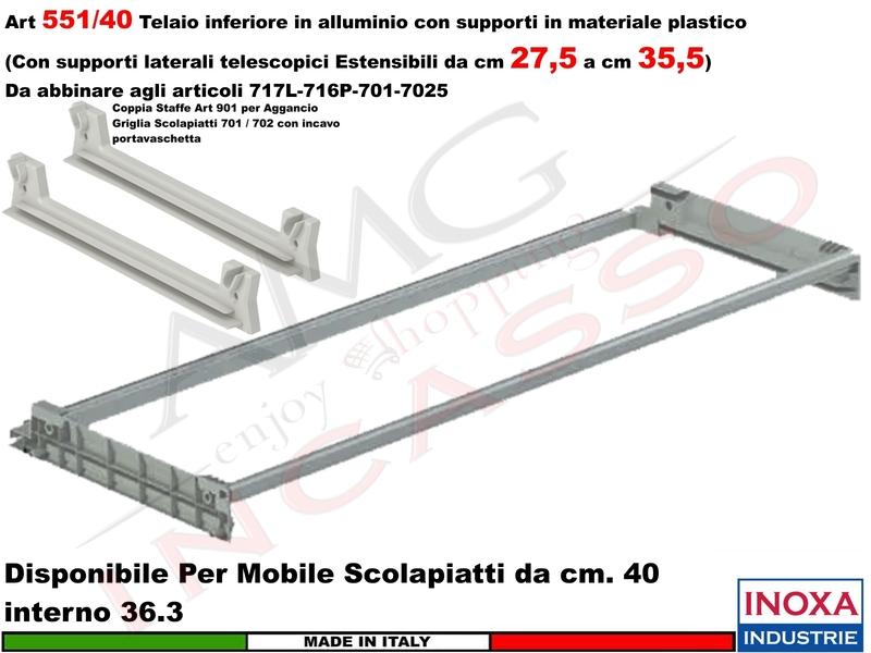 Telaio Alluminio 551/40GXP1 Scolapiatti 40 Interno 36,4 Estensibile da 27 a 35