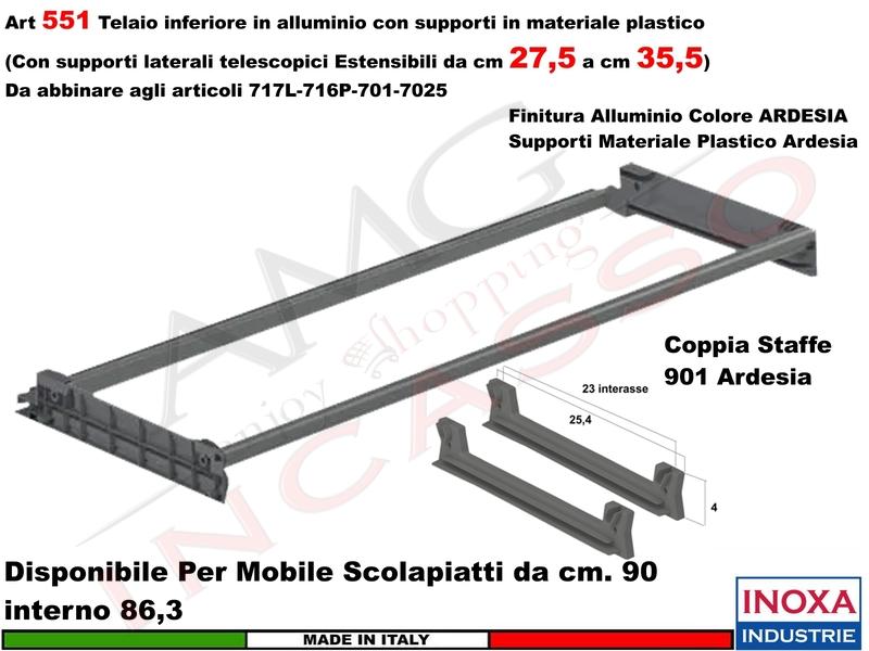 Telaio Alluminio ARDESIA 551/60AXP1 Scolapiatti 60 Interno 56,3 Estensibile 27/35