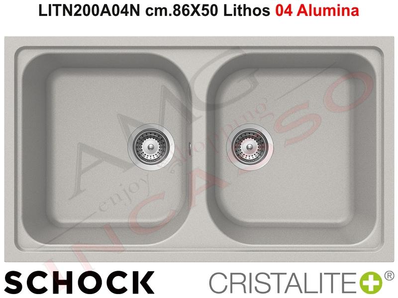 Lavello Cucina 2 Vasche Lithos Cristalite® cm.86x50 Alumina 04