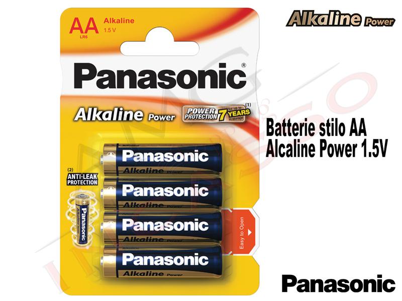 4 Batterie LR6APB Stilo AA 1,5 V Alcaline Giocattoli Power Panasonic
