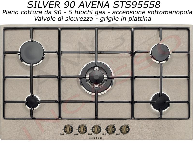 Piano Cottura Cucina Silver 5 Fuochi Gas cm. 90 Avena