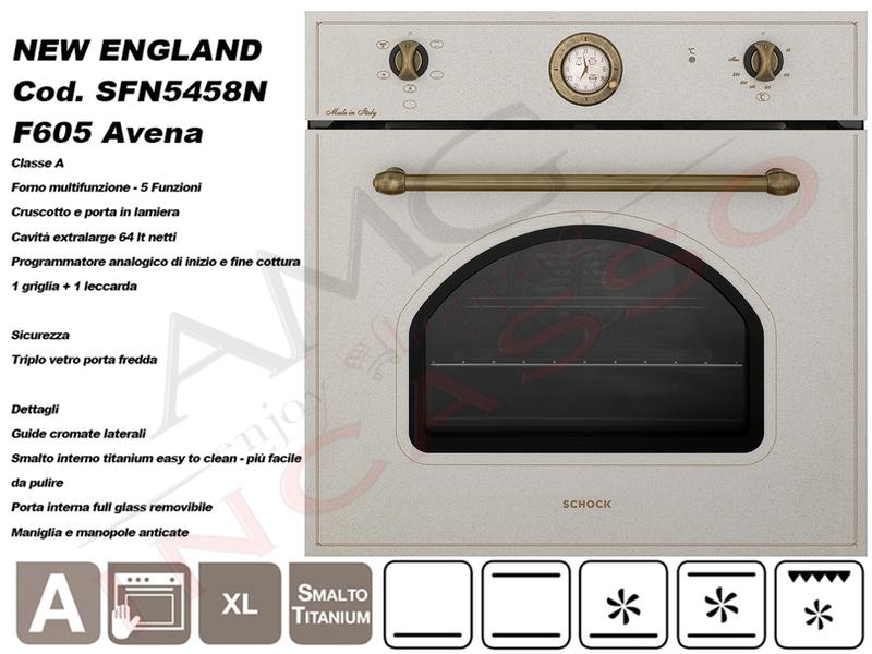 Forno Cucina New England SFN5458N cm.60 Ventilato 5 Funzioni Avena
