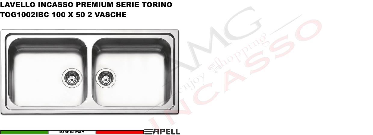 Lavello Apell Torino Acciaio Spazzolato cm.100x50 2 Vasche