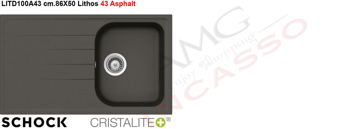 Lavello Cucina 1 Vasca Lithos Cristalite® cm.86x50 Asphalt 43