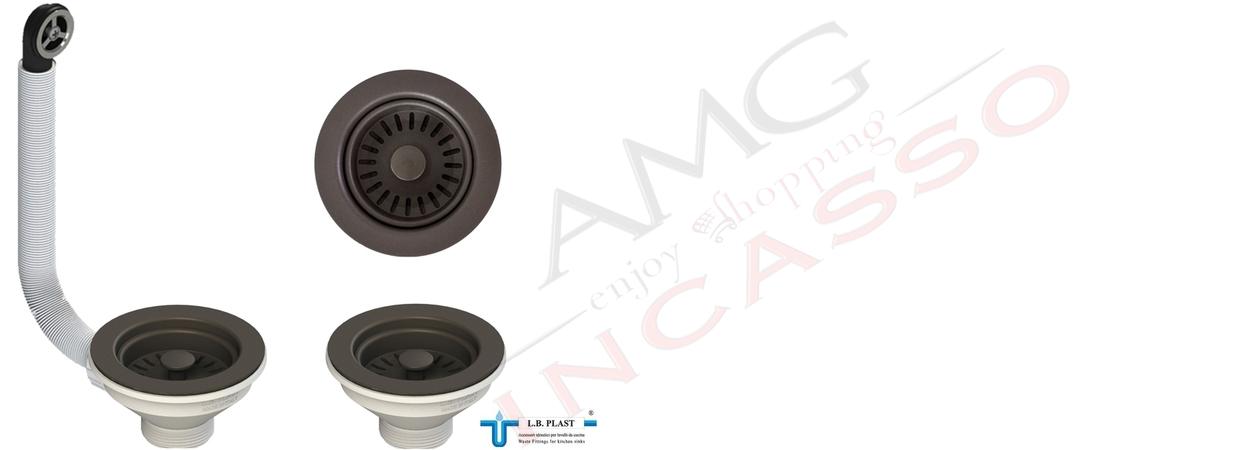Kit Piletta Basket 3"½ Ø11,4 670-CL+550 C/Troppo Pieno + Tappo Cestello Ø 7,9 Marrone
