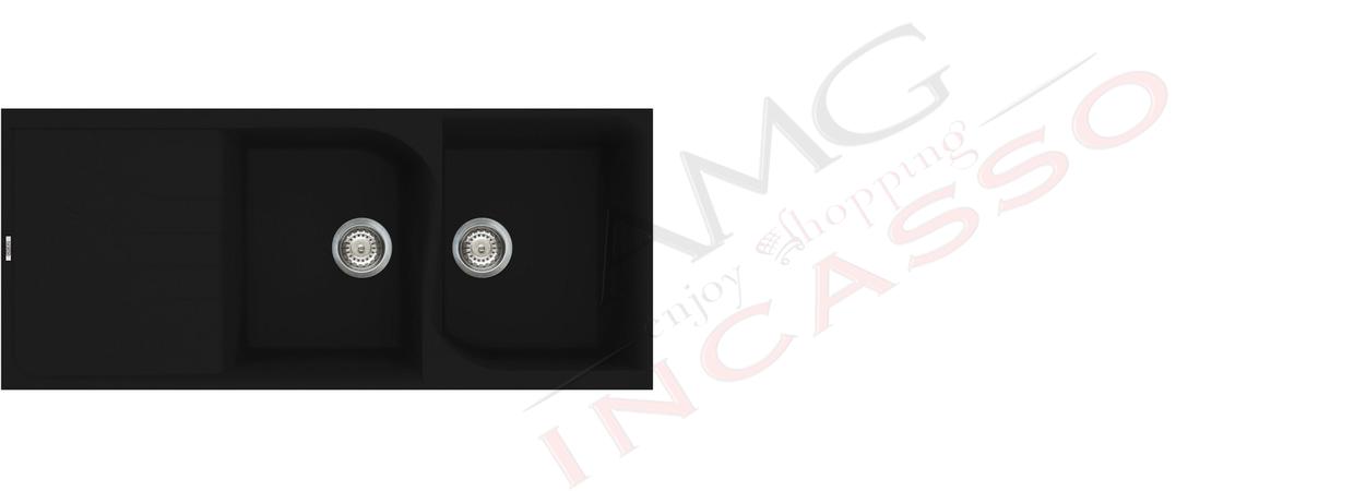Lavello Ego 500 LGE50040 116X50 2 Vasche Granitek Matt® G40 Nero